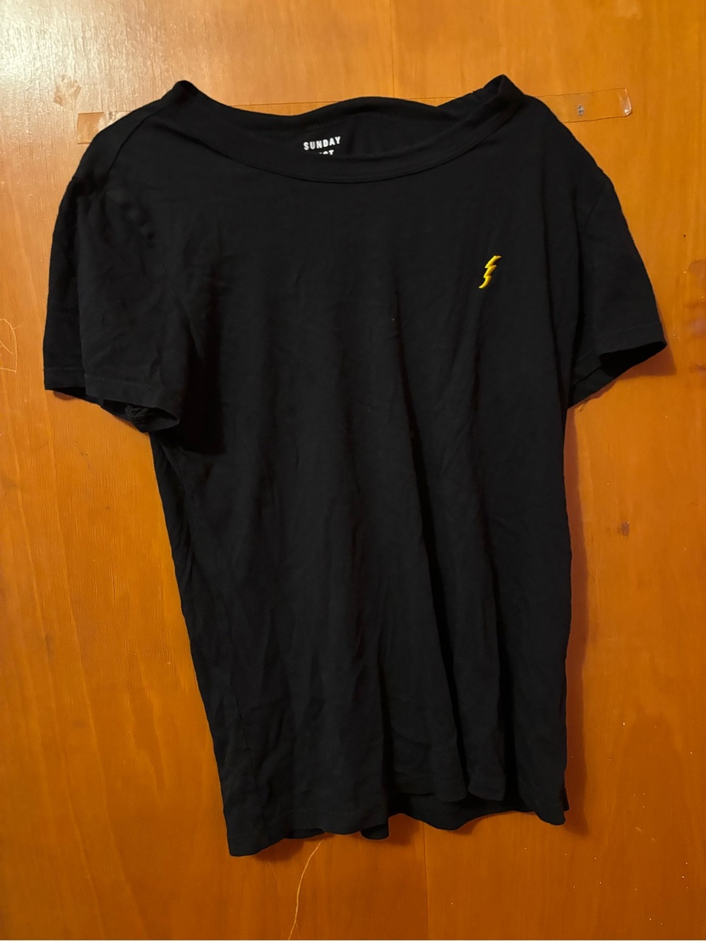 Sunday Best Black Short Sleeve Tee with Yellow Lightning Bolt
